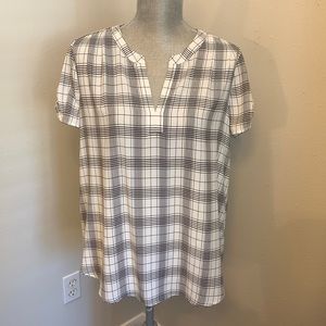 Pleione | Black and White Plaid Blouse